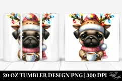Enthusiastic Baby Pug with Reindeer Horns Product Image 1