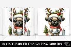 Enthusiastic Baby Pug with Reindeer Horns Product Image 1
