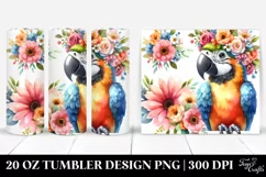 Vibrant Macaw with Flower Crown | 20 oz Tumbler Product Image 1