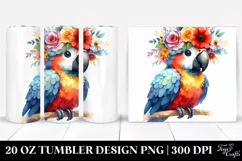 Watercolor Macaw with Flower Crown | 20 oz Tumbler Product Image 1