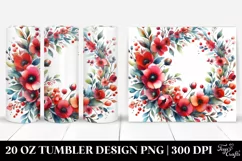 Abstract Vibrant Wreath, Small Red Flowers | 20 Oz Tumbler Product Image 1