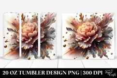 Shiny Carnation with Golden Insertions | 20 Oz Tumbler. Product Image 1