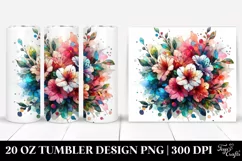 20 Oz Tumbler Sublimation | Colorful Stained Azalea Product Image 1