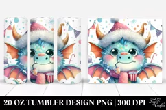 Cute Watercolor Dragon Winter Clipart Product Image 1