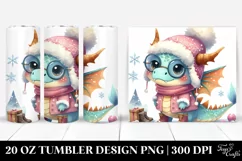 Cute Watercolor Dragon Winter 20 Oz Tumbler Product Image 1