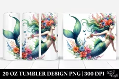 Vibrant Mermaid Jumping Floral Wreath | 20 oz Tumbler Product Image 1