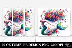 Vibrant Mermaid Jumping Floral Wreath | 20 oz Tumbler Product Image 1