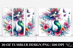 Vibrant Mermaid Jumping Floral Wreath | 20 oz Tumbler Product Image 1