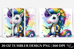 Funny Unicorn Playing Clipart, High-Res 20 Oz Tumbler Product Image 1