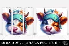 Vibrant Watercolor Baby Cow, Sleeping Mask | 20 Oz Tumbler Product Image 1