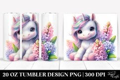 Cute Baby Unicorn with Hyacinth | 20 Oz Tumbler. Product Image 1
