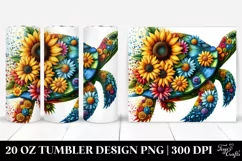 Vibrant Watercolor Turtle Sunflower Flowers | 20 oz Tumbler Product Image 1