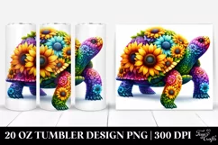 Vibrant Watercolor Turtle Sunflower Flowers | 20 oz Tumbler Product Image 1