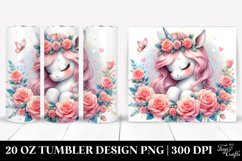 Cute Baby Unicorn with Rose Frame | 20 Oz Tumbler. Product Image 1