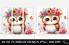 Whimsical Owl with Flower Crown | 20 oz Tumbler Product Image 1