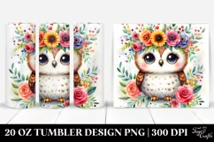 Colorful Owl with Flower Crown | 20 oz Tumbler Product Image 1