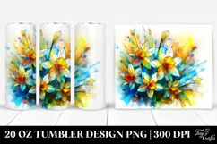 20 Oz Tumbler Sublimation | Daffodil Stained Art Product Image 1