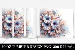 Pastel Petunia Frame Watercolor 20 Oz Tumbler Product Image 1