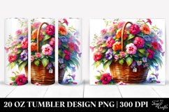 20 Oz Tumbler Sublimation | Impatiens Watercolor Basket Art Product Image 1