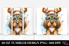 Colorful Bloodhound for Christmas, Transparent 20 Oz Tumbler Product Image 1