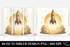Washed Watercolor Vintage Rocket | 20 Oz Tumbler Product Image 1
