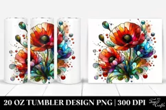 20 Oz Tumbler Sublimation | Glossy Poppy Splash Product Image 1