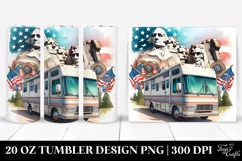 Watercolor Vintage RV with Medals, Mount Rushmore Outline | Product Image 1