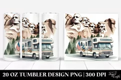 Watercolor Vintage RV with Medals, Mount Rushmore Outline | Product Image 1