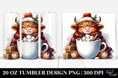 Cute Highland Cow with Hot Cocoa, Transparent 20 Oz Tumbler Product Image 1