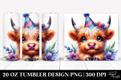 20 Oz Tumbler Sublimation | Smiling Highland Cow Art Product Image 1