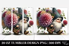 Digital Painting of Small Gnome with Dahlia Bouquet | 20 oz Product Image 1