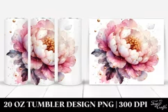 20 Oz Tumbler Sublimation | Glossy Peonies Splash Product Image 1