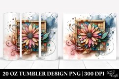 Wooden Gerbera Watercolor Clipart 20 Oz Tumbler Product Image 1