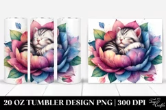 Sleeping Kitten in Flower Petals | 20 oz Tumbler Product Image 1
