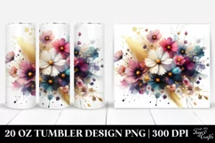 Colorful Abstract Bouquet with GOLD FOIL | 20 oz Tumbler Product Image 1