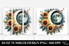 Washed Half Moon with Sunflowers Clipart, High-Res 20 Oz Product Image 1