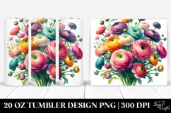 20 Oz Tumbler Sublimation | Ranunculus Watercolor Bouquet Product Image 1