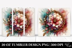 Wooden Zinnia Watercolor Clipart 20 Oz Tumbler Product Image 1