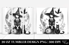 Gothic Witch with Cat Clipart, High-Res 20 Oz Tumbler Product Image 1