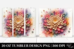 Detailed Wooden Stained Chrysanthemum | 20 Oz Tumbler Product Image 1