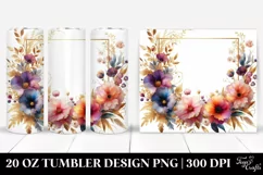 Vibrant Watercolor Frame with Wild Flowers | 20 oz Tumbler Product Image 1