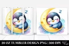Colorful Baby Penguin Sleeping Moon | 20 oz Tumbler Product Image 1