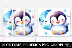 Colorful Baby Penguin Sleeping Moon | 20 oz Tumbler Product Image 1
