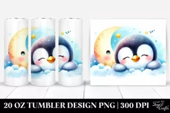 Colorful Baby Penguin Sleeping Moon | 20 oz Tumbler Product Image 1
