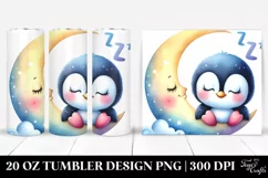 Colorful Baby Penguin Sleeping Moon | 20 oz Tumbler Product Image 1