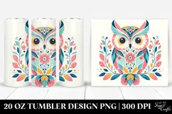 Pastel Owl Floral | 20 oz Tumbler Product Image 1