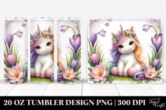 Cute Baby Unicorn with Crocus Frame | 20 oz Tumbler Product Image 1