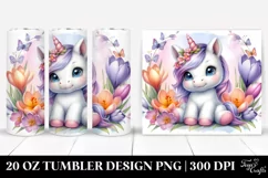 Cute Baby Unicorn with Crocus Frame | 20 oz Tumbler Product Image 1