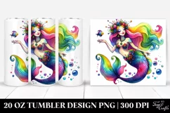 Funny Mermaid Watercolor Drawing | 20 oz Tumbler Product Image 1