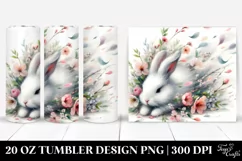 Watercolor Rabbit Spring Petals | 20 Oz Tumbler Product Image 1